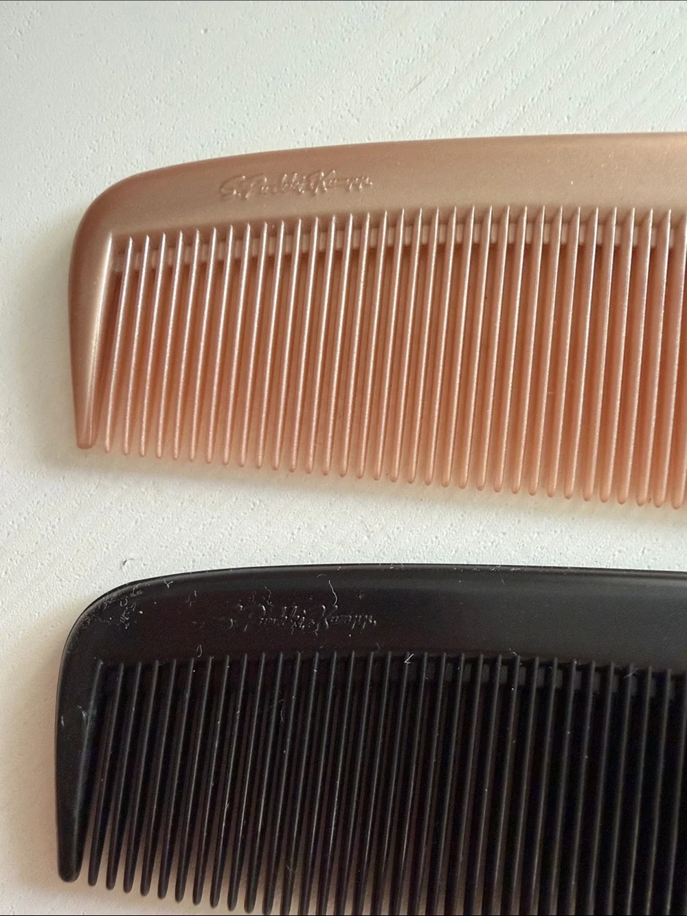 Vintage Dual-Teeth Men's Hair Combs (2)- Black and Rose Gold Made in Finland